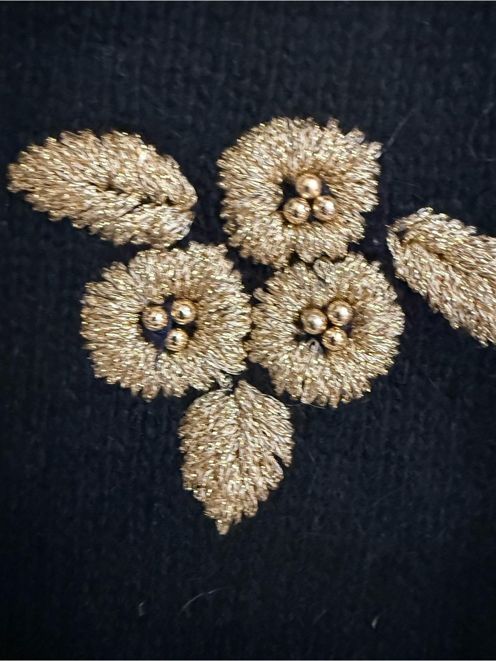 Vintage Karen Scott Silk Angora Lambswool Floral Sweater Black Gold Medium - Picture 4 of 10